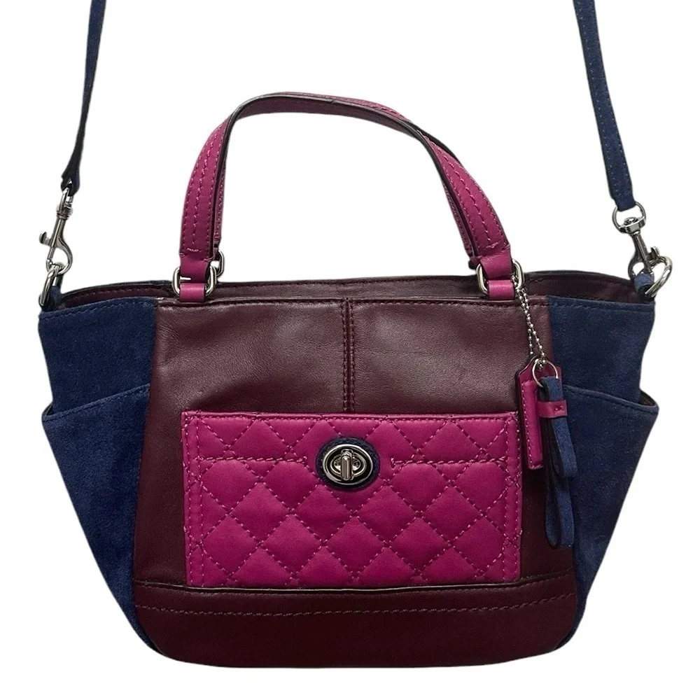 Coach Park Mini Leather Suede Satchel Color Block Quilted #F49865 New With Tags - Picture 2 of 16